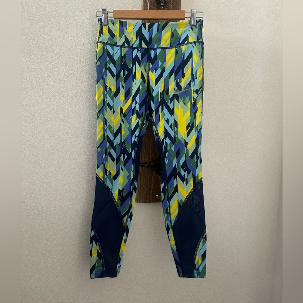 Nike Blue and Yellow Patterned Leggings